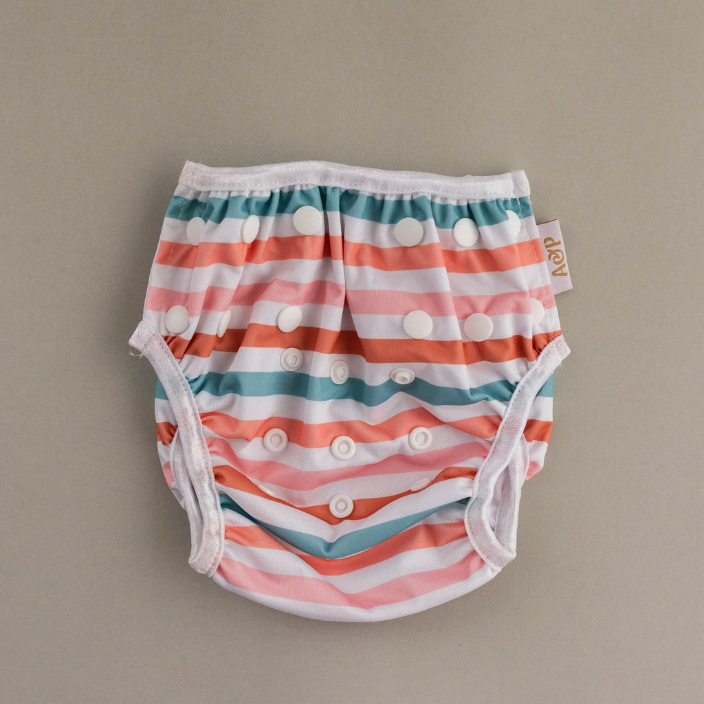 Retro Stripe Swim Nappy Cloth designed and owned cloth nappies. Sustainable baby products. Alice&Patrick Boutique