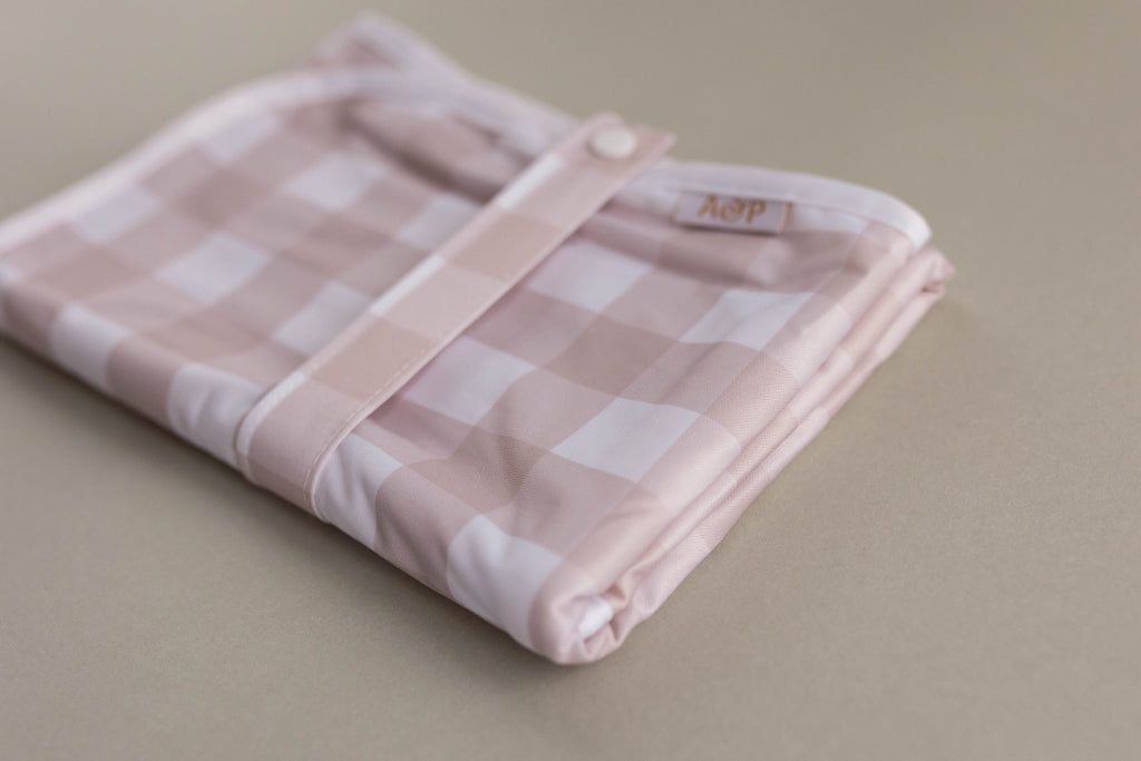 Gingham Change Mat Cloth designed and owned cloth nappies. Sustainable baby products. Alice&Patrick Boutique