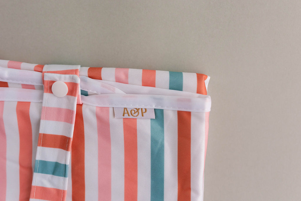 Retro Stripe Change Mat Cloth designed and owned cloth nappies. Sustainable baby products. Alice&Patrick Boutique