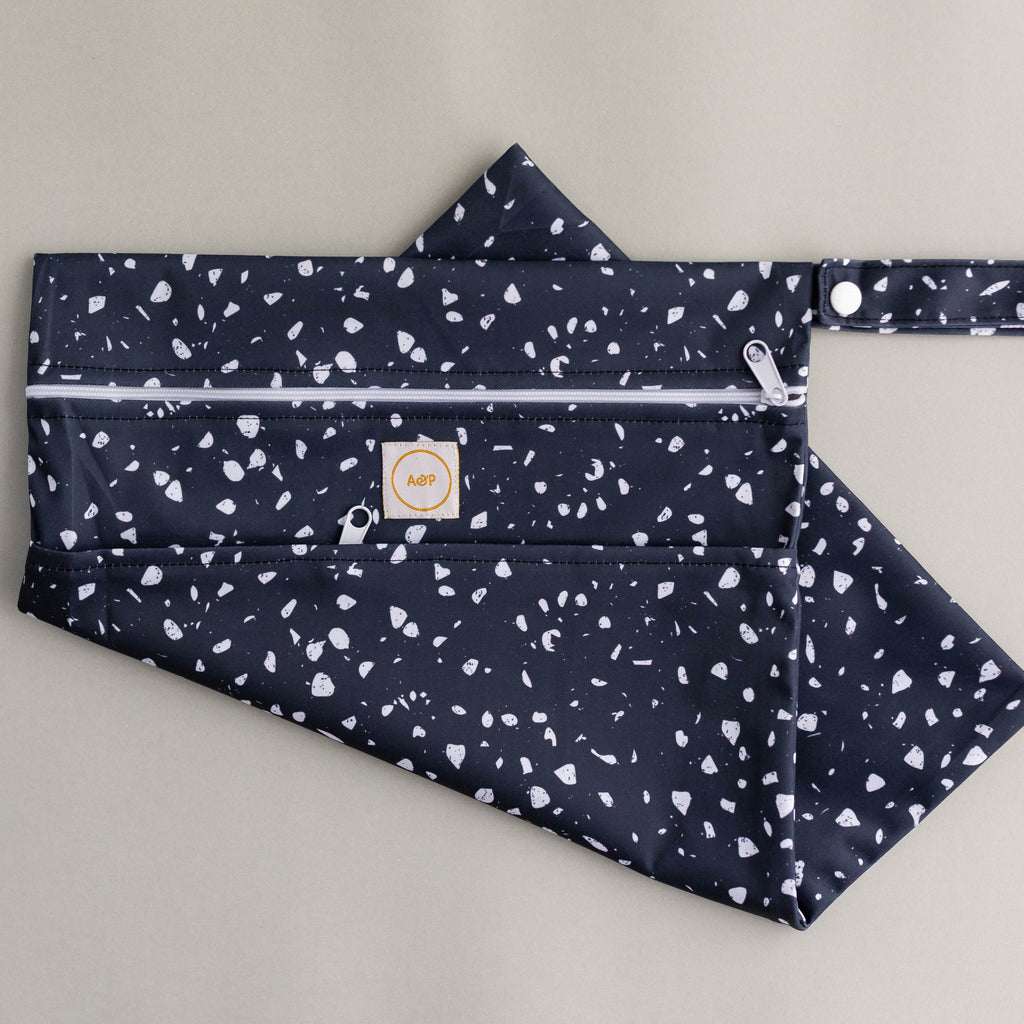 Night Sky Terrazzo Wet/Dry Bag Cloth designed and owned cloth nappies. Sustainable baby products. Alice&Patrick Boutique