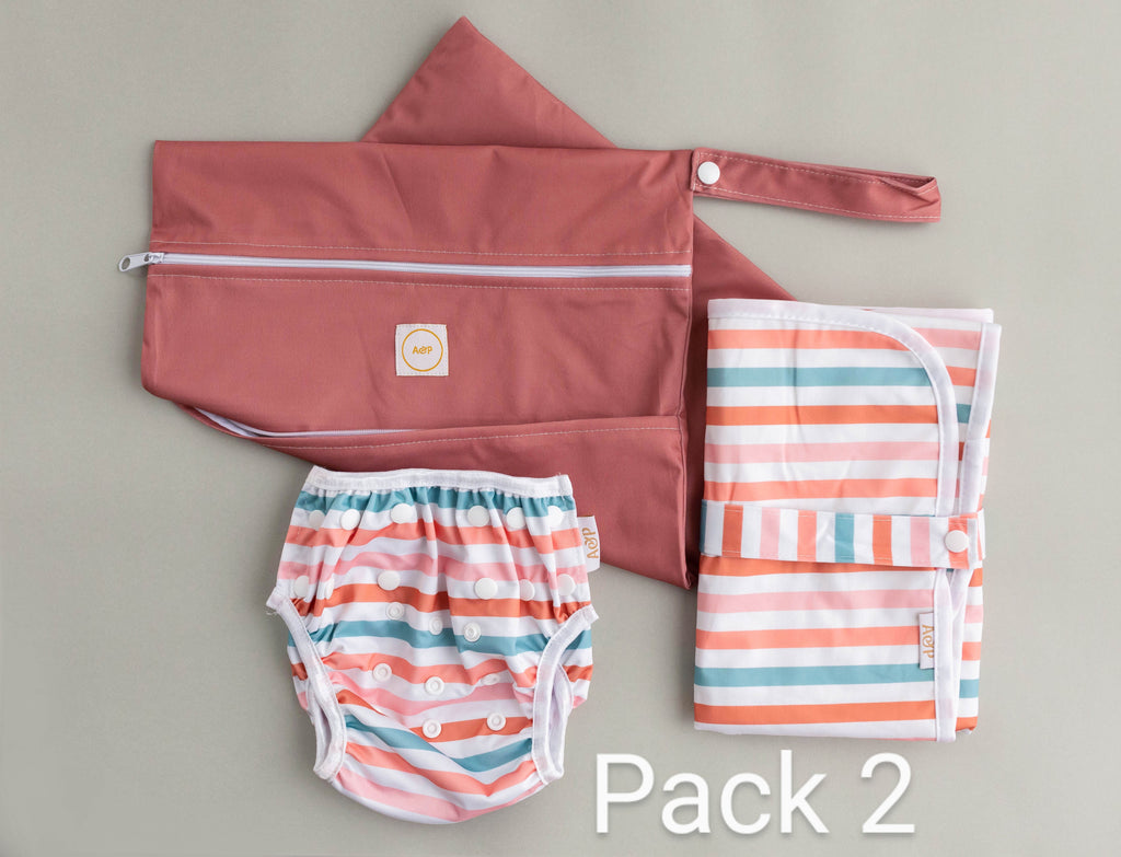 Swim Essentials Pack Cloth designed and owned cloth nappies. Sustainable baby products. Alice&Patrick Boutique Pack 2