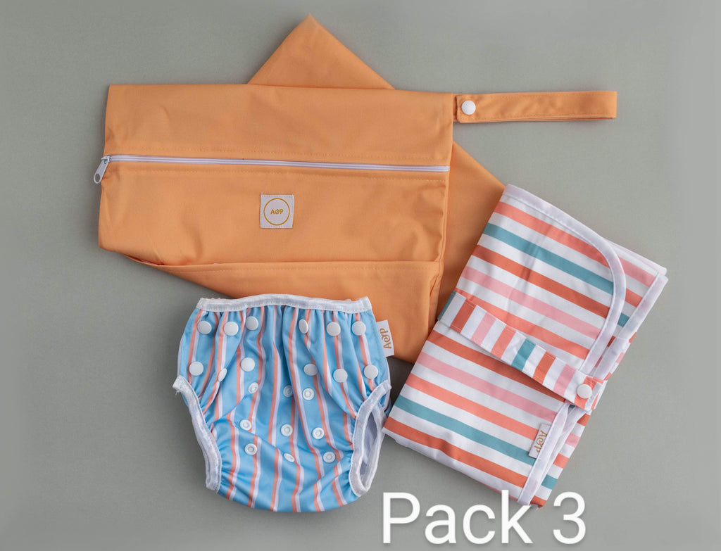 Swim Essentials Pack Cloth designed and owned cloth nappies. Sustainable baby products. Alice&Patrick Boutique Pack 3
