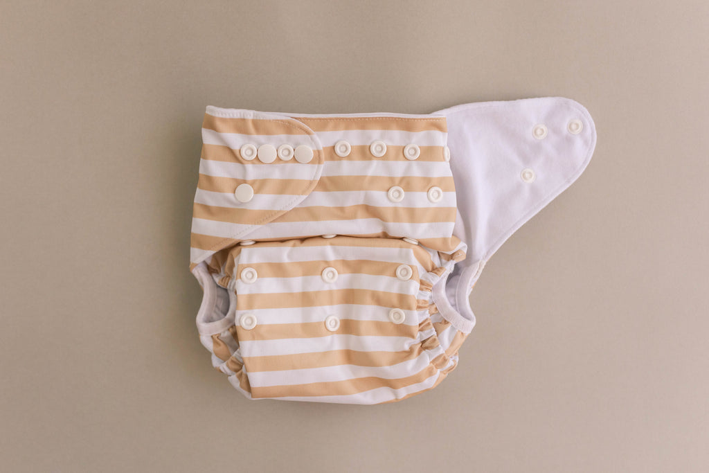 Summer Stripe Cloth Nappy Cloth designed and owned cloth nappies. Sustainable baby products. Alice&Patrick Boutique